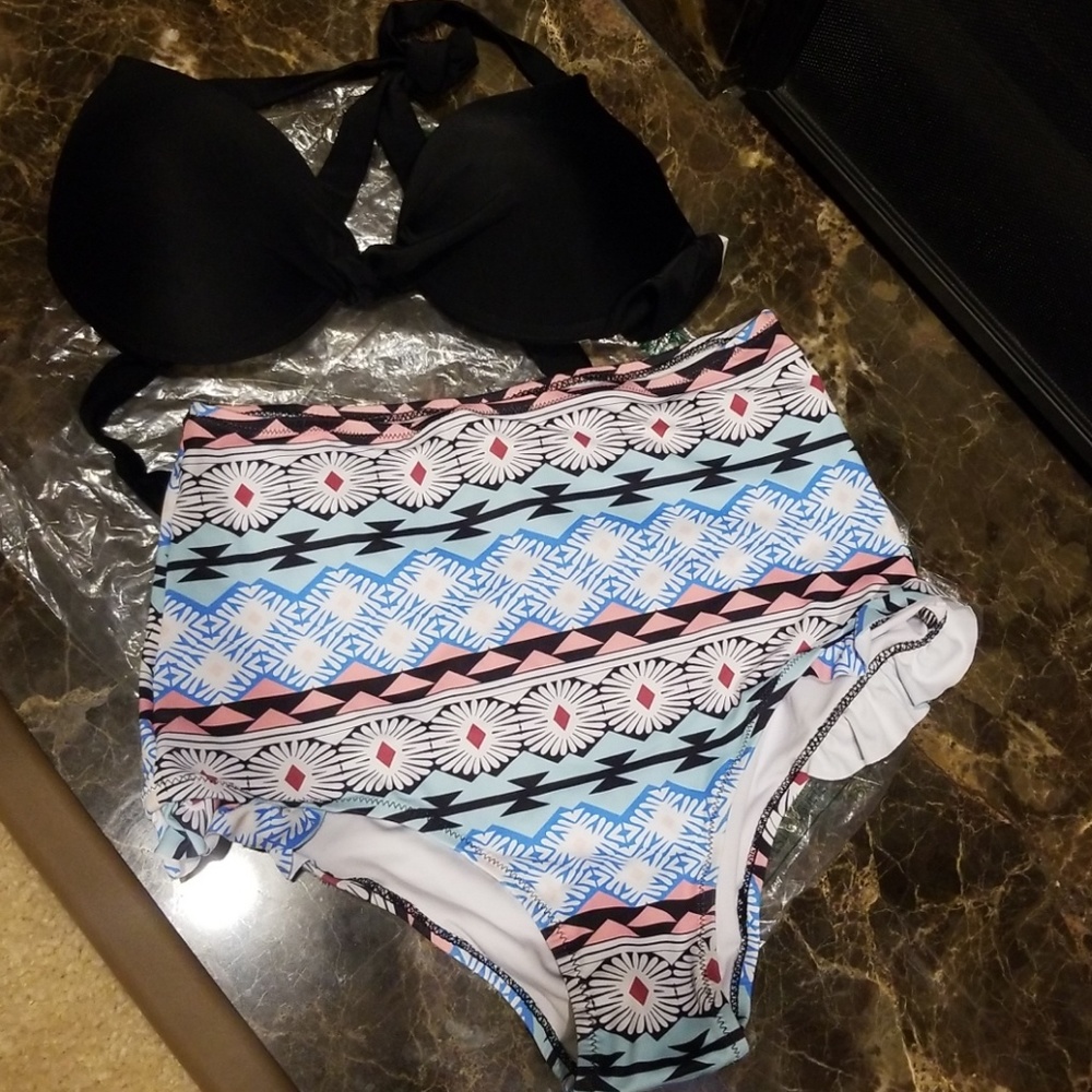 2 pc high waisted swimming suit